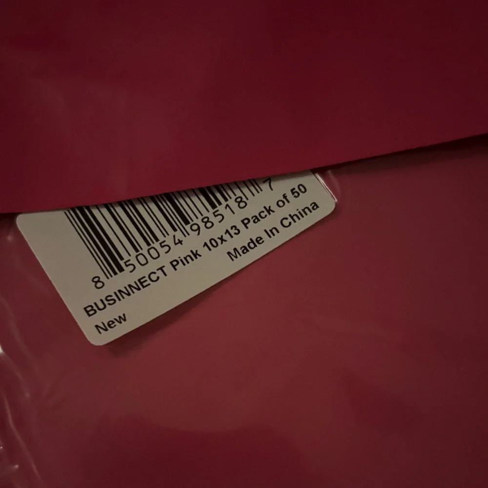 100 Vibrant Pink 10x13 Poly Mailers in sealed pack